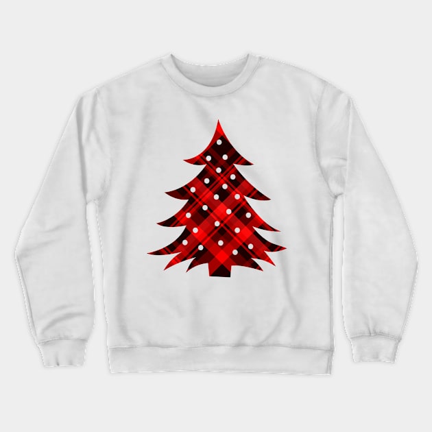 Rustic Plaid Christmas Tree Red Black Tartan Crewneck Sweatshirt by julieerindesigns